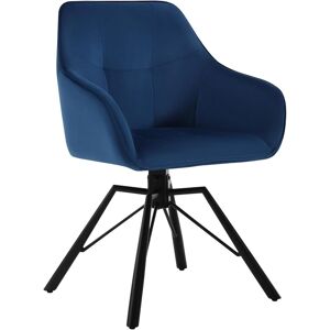 1x Silla De Comedor Giratoria 360°, Sillón De Terciopelo, Azul - Woltu 1x Silla De Comedor Giratoria 360°, Sillón De Terciopelo, Azul - Woltu