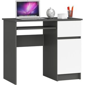 Escritorio De Ordenador Akord Piksel Grafito Gris 90 Cm Con Lado Derecho 1 Puerta 1 Cajón Frente En Color Blanco 3 Estantes 90x50x77 Cm Escritorio De Ordenador Akord Piksel Grafito Gris 90 Cm Con Lado Derecho 1 Puerta 1 Cajón Frente En Color Blanco 3 Estantes 90x50x77 Cm