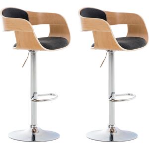 Conjunto de 2 taburetes de bar Kingston - Tela y Metal Cromado - Natural / Gris Oscuro Conjunto de 2 taburetes de bar Kingston - Tela y Metal Cromado - Natural / Gris Oscuro