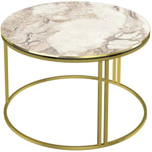 Helloshop26 - Mesa De Centro Redonda 50 X 80 Cm Mármol Blanco Dorado 030008424 Helloshop26 - Mesa De Centro Redonda 50 X 80 Cm Mármol Blanco Dorado 030008424