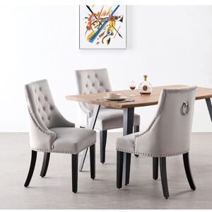 Life Interiors - Juego De Comedor Rocco Lux Windsor: Una Mesa De Comedor De Madera De Roble Y Un Juego De 4 Sillas De Comedor De Terciopelo Gris Claro - Comedor Cocina Life Interiors - Juego De Comedor Rocco Lux Windsor: Una Mesa De Comedor De Madera De Roble Y Un Juego De 4 Sillas De Comedor De Terciopelo Gris Claro - Comedor Cocina