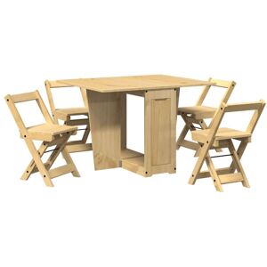 VIDAXL Set Comedor Plegable Mariposa 5 Pzas Corona Madera Pino Marrón VIDAXL Set Comedor Plegable Mariposa 5 Pzas Corona Madera Pino Marrón
