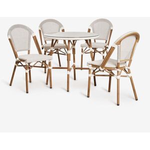 Sklum - Set De Mesa Redonda Ø80 Cm Y 4 Sillas De Comedor Apilables En Aluminio Brielle Bistro Sklum - Set De Mesa Redonda Ø80 Cm Y 4 Sillas De Comedor Apilables En Aluminio Brielle Bistro
