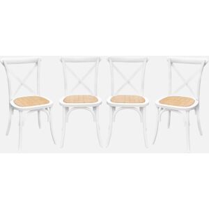 Sweeek - Silla Bistro Vintage De Madera, Set De 4, Belleville, Blanco, 48.5x53.5x88.5 Cm Sweeek - Silla Bistro Vintage De Madera, Set De 4, Belleville, Blanco, 48.5x53.5x88.5 Cm