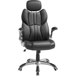 SONGMICS Silla De Oficina Giratoria, Silla Ergonómica, Con Apoyabrazos Abatibles, Base De Estrella De Nylón, Carga Máxima De 150 Kg, Negro SONGMICS Silla De Oficina Giratoria, Silla Ergonómica, Con Apoyabrazos Abatibles, Base De Estrella De Nylón, Carga Máxima De 150 Kg, Negro