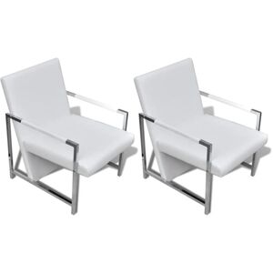 Sillones vidaXL 2 unidades Estructura cromada Cuero sintético blanco Sillones vidaXL 2 unidades Estructura cromada Cuero sintético blanco