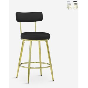 AHD AMAZING HOME DESIGN Taburete De Bar Y Cocina De Terciopelo Con Respaldo Y Patas Doradas Kraven - Negro AHD AMAZING HOME DESIGN Taburete De Bar Y Cocina De Terciopelo Con Respaldo Y Patas Doradas Kraven - Negro