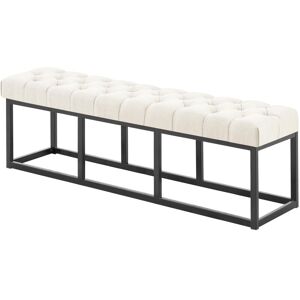 Clp - Taburete Pie De Cama Amun Tela & Negro Crema 150 Cm Clp - Taburete Pie De Cama Amun Tela & Negro Crema 150 Cm