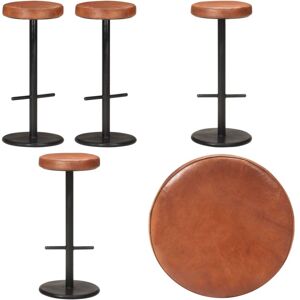 VIDAXL Taburetes De Barra De Cocina 2 Uds Cuero Auténtico Marrón - Silla De Bar - Silla De Cocina VIDAXL Taburetes De Barra De Cocina 2 Uds Cuero Auténtico Marrón - Silla De Bar - Silla De Cocina