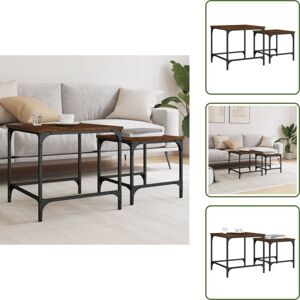 VIDAXL The Living Store Mesas De Centro Apilables 2 Pzas Madera Ingeniería Roble Marrón - Mesas Apilables VIDAXL The Living Store Mesas De Centro Apilables 2 Pzas Madera Ingeniería Roble Marrón - Mesas Apilables