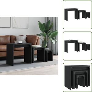 VIDAXL The Living Store Mesas De Centro Apilables 3 Piezas Madera De Ingeniería Negro - Mesas De Centro VIDAXL The Living Store Mesas De Centro Apilables 3 Piezas Madera De Ingeniería Negro - Mesas De Centro