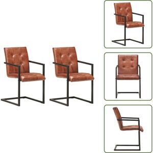 Sillas Retro - Vidaxl Sillas Voladizas De Comedor 2 Unidades Cuero Auténtico Marrón - Sillas De Cocina Sillas Retro - Vidaxl Sillas Voladizas De Comedor 2 Unidades Cuero Auténtico Marrón - Sillas De Cocina