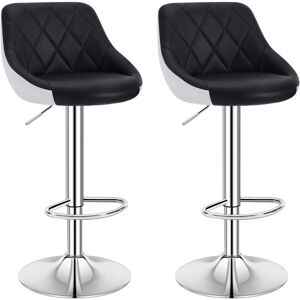 2x Taburetes De Bar Con Respaldo Cuero Sintético Taburetes Alto Cocina Regulable En Altura Taburetes Giratorio Sillas Bar Taburete De Trabajo Negro+blanco - Woltu 2x Taburetes De Bar Con Respaldo Cuero Sintético Taburetes Alto Cocina Regulable En Altura Taburetes Giratorio Sillas Bar Taburete De Trabajo Negro+blanco - Woltu
