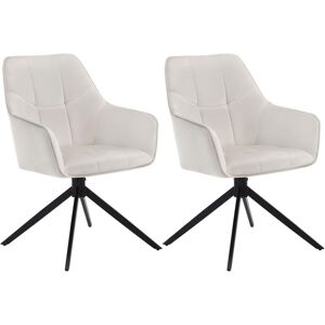 Juego De 2 Sillas De Comedor Con Patas De Metal. Respaldo Y Asiento Giratorio. En Terciopelo Color Crema - Woltu Juego De 2 Sillas De Comedor Con Patas De Metal. Respaldo Y Asiento Giratorio. En Terciopelo Color Crema - Woltu