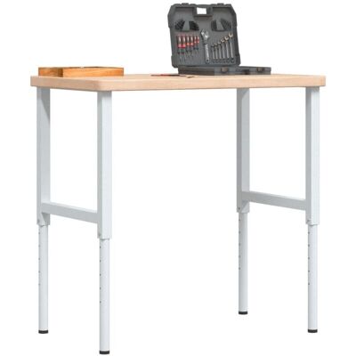 vidaXL Banco de trabajo de roble macizo - Mesa de trabajo y banco de herramientas vidaXL Banco de trabajo de roble macizo - Mesa de trabajo y banco de herramientas