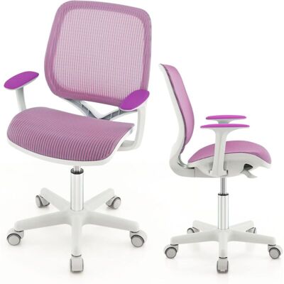 Costway - Silla De Escritorio Para Niños, Silla Infantil Giratoria Para Computadora Con Altura Ajustable, Ruedas Con Freno, Reposabrazos Lisos, Silla Ergonómica De Estudio Para Niño (morado) Costway - Silla De Escritorio Para Niños, Silla Infantil Giratoria Para Computadora Con Altura Ajustable, Ruedas Con Freno, Reposabrazos Lisos, Silla Ergonómica De Estudio Para Niño (morado)