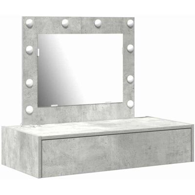 vidaXL Tocador de Maquillaje Rectangular Gris - Mueble de baño vidaXL Tocador de Maquillaje Rectangular Gris - Mueble de baño