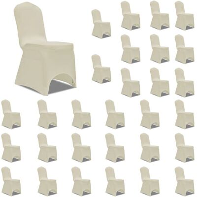 Funda de silla elástica crema 30 unidades vidaXL - Funda de silla Funda de silla elástica crema 30 unidades vidaXL - Funda de silla