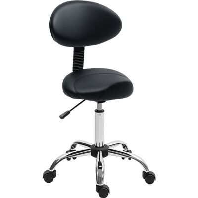 Taburete Giratorio Taburete Con Ruedas Y Respaldo Taburete De Trabajo Con Altura Regulable 83-98 Cm Asiento Tapizado De Cuero Sintético Negro - Homcom Taburete Giratorio Taburete Con Ruedas Y Respaldo Taburete De Trabajo Con Altura Regulable 83-98 Cm Asiento Tapizado De Cuero Sintético Negro - Homcom