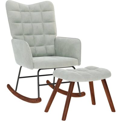 Mecedora Con Taburete De Terciopelo Gris Claro Vidaxl Mecedora Con Taburete De Terciopelo Gris Claro Vidaxl