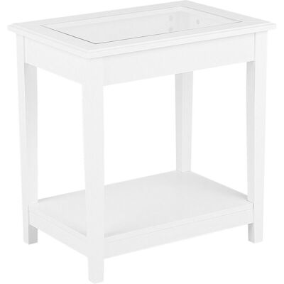 Mesita auxiliar blanca MDF Beliani - Dormitorio o sala Mesita auxiliar blanca MDF Beliani - Dormitorio o sala