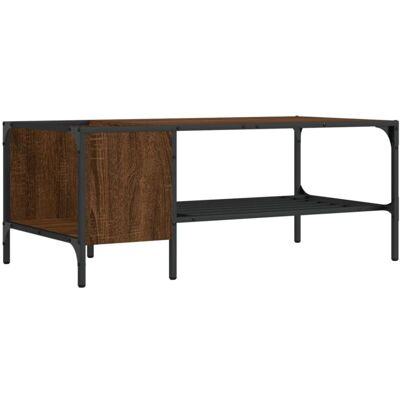 Mesa de café de roble marrón con estante vidaXL - Mesa de café Mesa de café de roble marrón con estante vidaXL - Mesa de café