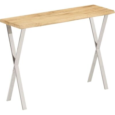 vidaXL Mesa consola con borde natural - Mesa de mango maciza vidaXL Mesa consola con borde natural - Mesa de mango maciza