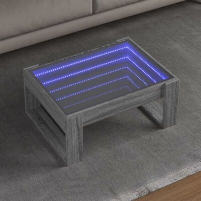 Mesa De Centro Con Infinity Led Gris Sonoma 70x53x30 Cm Vidaxl Mesa De Centro Con Infinity Led Gris Sonoma 70x53x30 Cm Vidaxl