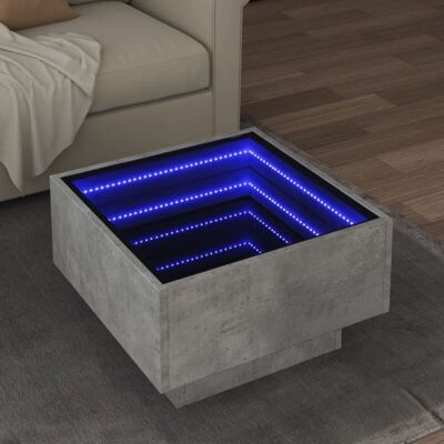 Mesa auxiliar de vidaXL gris hormigón con LED 50x50x30cm Mesa auxiliar de vidaXL gris hormigón con LED 50x50x30cm