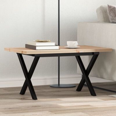 vidaXL Mesa de centro marco x - Mesa de café - Madera maciza de pino y acero vidaXL Mesa de centro marco x - Mesa de café - Madera maciza de pino y acero