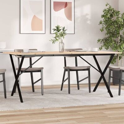 Mesa de comedor vidaXL Marco X Madera de pino maciza y acero Mesa de comedor vidaXL Marco X Madera de pino maciza y acero