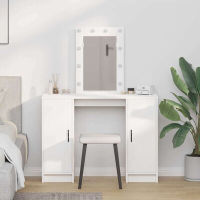 vidaXL Espejo y mueble de baño de madera blanca rectangular vidaXL Espejo y mueble de baño de madera blanca rectangular