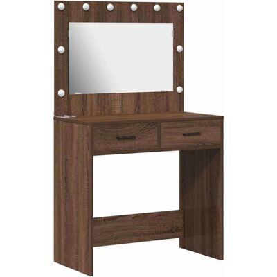 vidaXL Mesa de tocador de roble marrón - Escritorio de belleza vidaXL Mesa de tocador de roble marrón - Escritorio de belleza