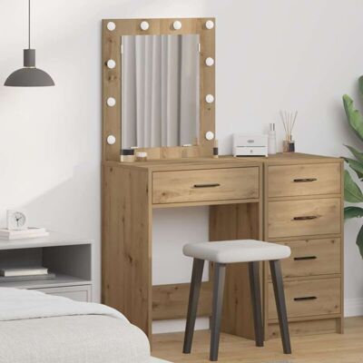vidaXL Artisan Eiche MDF, Vidrio 50 x 41 x 135 cm Espejo Mesa de Maquillaje Marrón - Vanity Table vidaXL Artisan Eiche MDF, Vidrio 50 x 41 x 135 cm Espejo Mesa de Maquillaje Marrón - Vanity Table