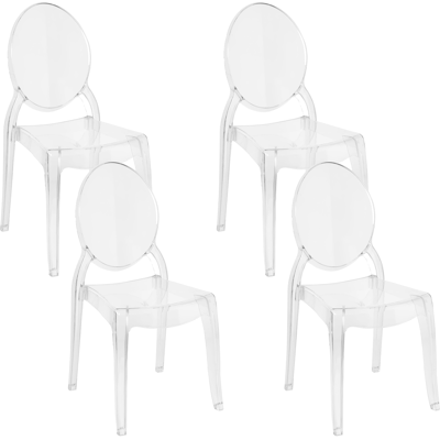Beliani - Conjunto De 4 Sillas De Comedor Transparentes Material Sintético Respaldo Ovalado Sin Reposabrazos Apilable Estilo Vintage Merton Beliani - Conjunto De 4 Sillas De Comedor Transparentes Material Sintético Respaldo Ovalado Sin Reposabrazos Apilable Estilo Vintage Merton