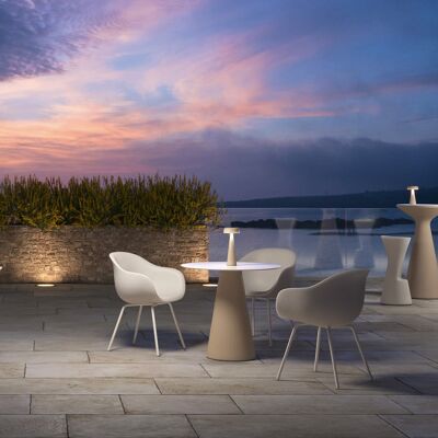 PLUST Mesa Redonda Para Exterior Bar Restaurante Diseño Moderno Fade T1-r - Bordeaux PLUST Mesa Redonda Para Exterior Bar Restaurante Diseño Moderno Fade T1-r - Bordeaux