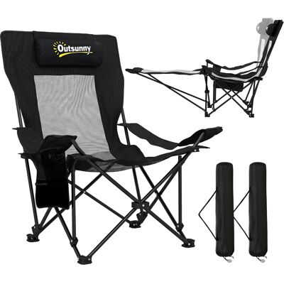 Outsunny Conjunto De 2 Sillas Plegables Camping Con Respaldo Ajustable 4 Niveles Reposapiés Reposacabezas Portavasos Bolsillo Lateral Bolsa Negro Outsunny Conjunto De 2 Sillas Plegables Camping Con Respaldo Ajustable 4 Niveles Reposapiés Reposacabezas Portavasos Bolsillo Lateral Bolsa Negro