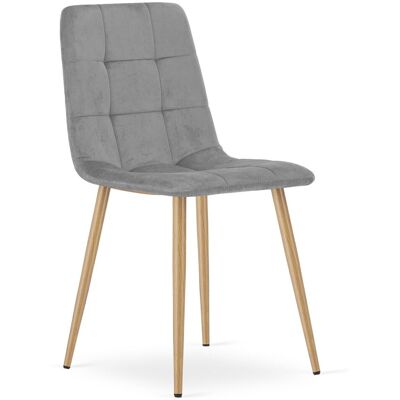 AKORD Silla Kara - Terciopelo Gris Claro / Patas De Roble X 1 AKORD Silla Kara - Terciopelo Gris Claro / Patas De Roble X 1