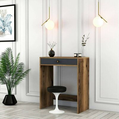 Consola Solstice, Mesa Multiusos, Gabinete De Soporte, Escritorio De Pasillo, 70x85h40 Cm, Nogal Y Antracita, Con Embalaje Reforzado - Dmora Consola Solstice, Mesa Multiusos, Gabinete De Soporte, Escritorio De Pasillo, 70x85h40 Cm, Nogal Y Antracita, Con Embalaje Reforzado - Dmora
