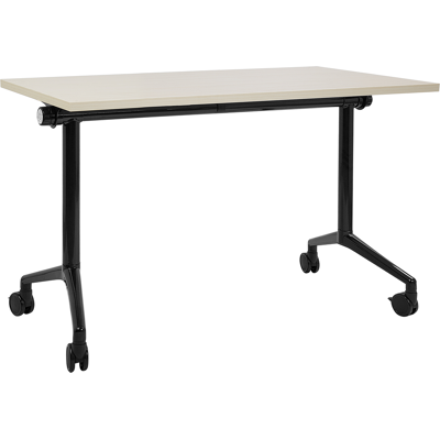 BELIANI Escritorio Rectangular Moderno Plegable Con Ruedas Mesa Móvil Portátil Estructura Metálica 120 X 60 Cm Madera Clara Y Negro Cavi BELIANI Escritorio Rectangular Moderno Plegable Con Ruedas Mesa Móvil Portátil Estructura Metálica 120 X 60 Cm Madera Clara Y Negro Cavi