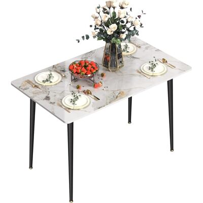 Unho - Mesa Comedor Mármol De Cocina: Mesa Rectangular Con Patas De Metal Nortica 120 X 70 X76 Cm Jade Blanco Unho - Mesa Comedor Mármol De Cocina: Mesa Rectangular Con Patas De Metal Nortica 120 X 70 X76 Cm Jade Blanco