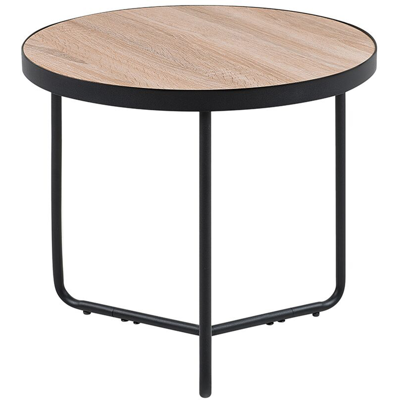 Beliani - Mesa Auxiliar De Tablero De Mdf Madera Clara Negro Industrial Moderno Melody Beliani - Mesa Auxiliar De Tablero De Mdf Madera Clara Negro Industrial Moderno Melody