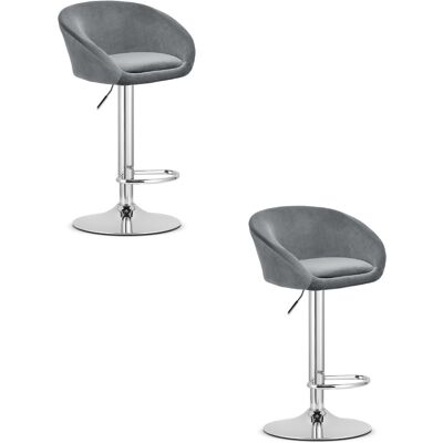AKORD Taburete East - Terciopelo Gris / Base Cromada X 2 AKORD Taburete East - Terciopelo Gris / Base Cromada X 2