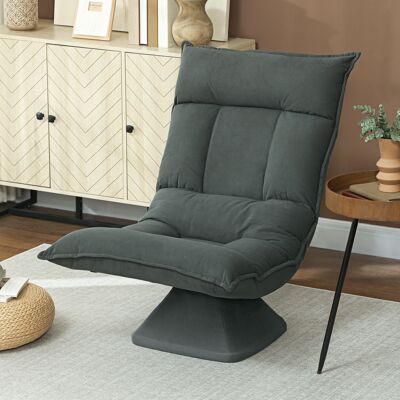 PZCC Silla De Suelo Con Respaldo Ajustable En 5 Posiciones, Giratoria, Moderna, Tapizada, Gris Oscuro. PZCC Silla De Suelo Con Respaldo Ajustable En 5 Posiciones, Giratoria, Moderna, Tapizada, Gris Oscuro.