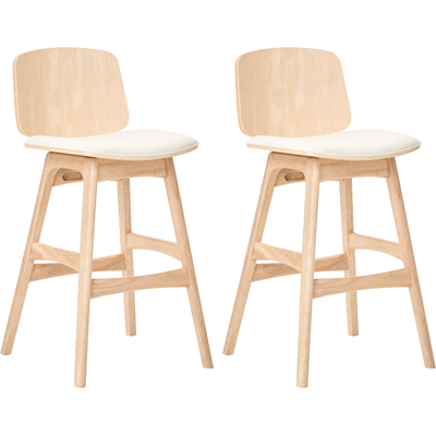 BELIANI Conjunto De 2 Sillas De Bar Estructura De Madera Asiento De Tela Sin Reposabrazos Marrón Claro Y Beige Claro Charleston BELIANI Conjunto De 2 Sillas De Bar Estructura De Madera Asiento De Tela Sin Reposabrazos Marrón Claro Y Beige Claro Charleston