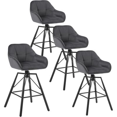 Woltu - 4x Taburetes De Bar De Terciopelo Y Cuero Patas De Metal Con Reposabrazos Y Respaldo Taburetes De Cocina Giratorios Para Desayuno Silla Nueva Gris Oscuro Woltu - 4x Taburetes De Bar De Terciopelo Y Cuero Patas De Metal Con Reposabrazos Y Respaldo Taburetes De Cocina Giratorios Para Desayuno Silla Nueva Gris Oscuro