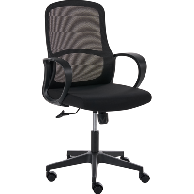 BELIANI Silla De Oficina Giratoria Moderna Con Respaldo Inclinable De Malla Asiento De Tela Regulación De Altura Y Reposabrazos Negro Senta BELIANI Silla De Oficina Giratoria Moderna Con Respaldo Inclinable De Malla Asiento De Tela Regulación De Altura Y Reposabrazos Negro Senta