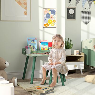 TORMATOR Mesa Infantil Con Silla Y Estante Para Libros Escritorio Para Niños De +3 Años Para Sala De Juegos Verde TORMATOR Mesa Infantil Con Silla Y Estante Para Libros Escritorio Para Niños De +3 Años Para Sala De Juegos Verde