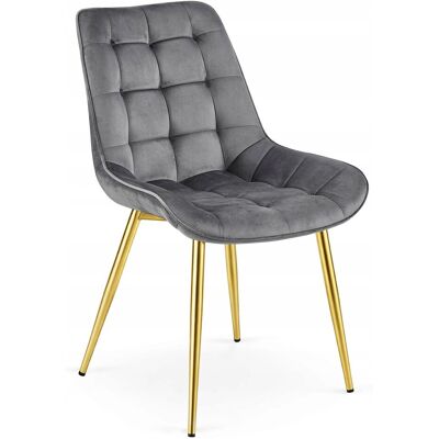 AKORD Silla Bera - Terciopelo Gris Oscuro / Patas Doradas X 1 AKORD Silla Bera - Terciopelo Gris Oscuro / Patas Doradas X 1