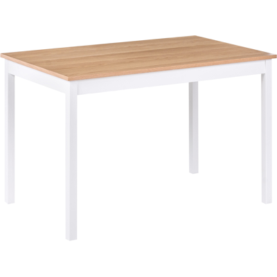 BELIANI Mesa De Comedor De 120 X 75 Cm Tablero De Mdf Chapado En Roble Claro Patas De Madera De Pino Blancas Houston BELIANI Mesa De Comedor De 120 X 75 Cm Tablero De Mdf Chapado En Roble Claro Patas De Madera De Pino Blancas Houston